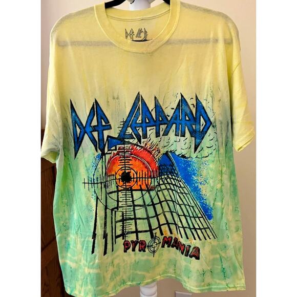 Bludgeon Riffola Def Leppard Pyromania Tie-Dye Yellow Unisex S/M - Picture 1 of 4